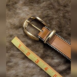 Tan Leather Belt with Gold Buckle